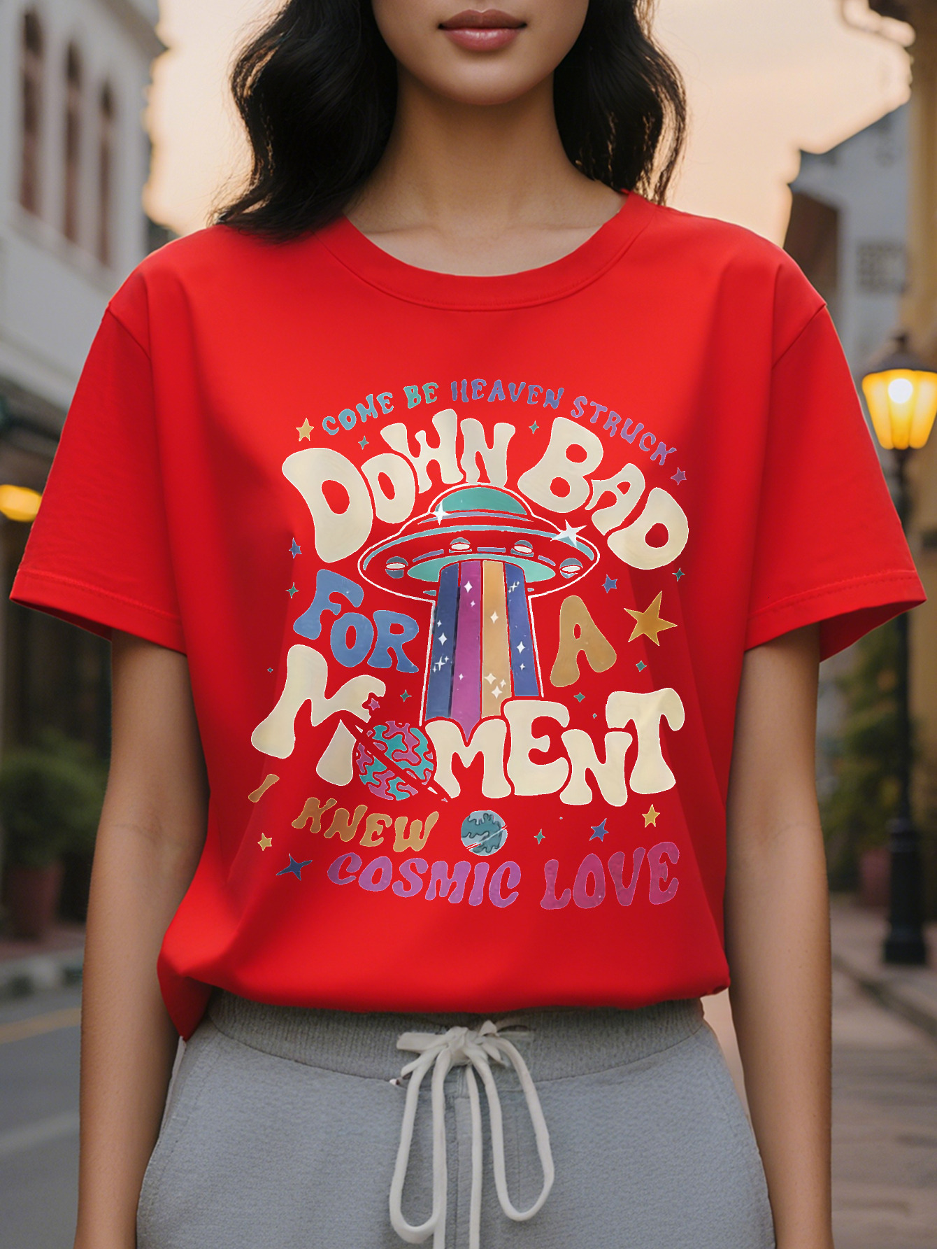 European American Fashion Front and Back Print Women's T-Shirt