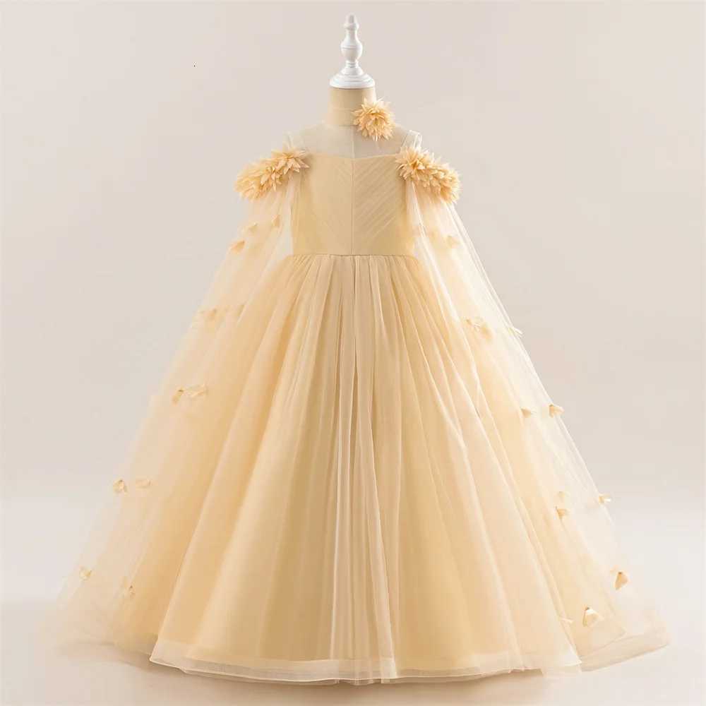 Flower Wedding Party Dress For Girls Kids Princess Tutu Dresses Girl Fashion Lace Birthday Clothes Summer Evening New Prom Gown Z250904