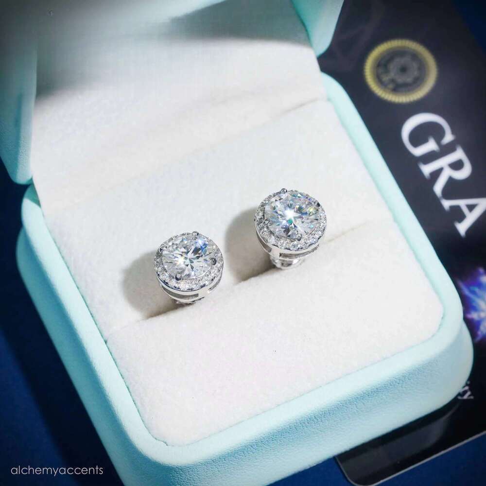 Hot Sale Cluster Stud Earring Fine Jewelry Gold Plated Sterling Sier Iced Out VVS Dia Moissanite Earrings