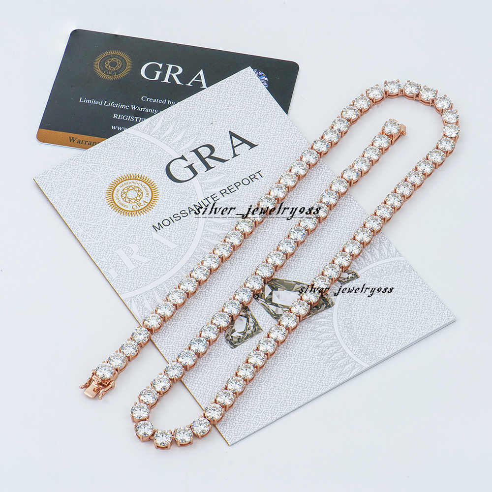 Rose Gold Plated Over S925 Necklace with SingleRow 6mm HipHop Moissanite Tennis Chain Simplicity Meets Elegance Classic Charm