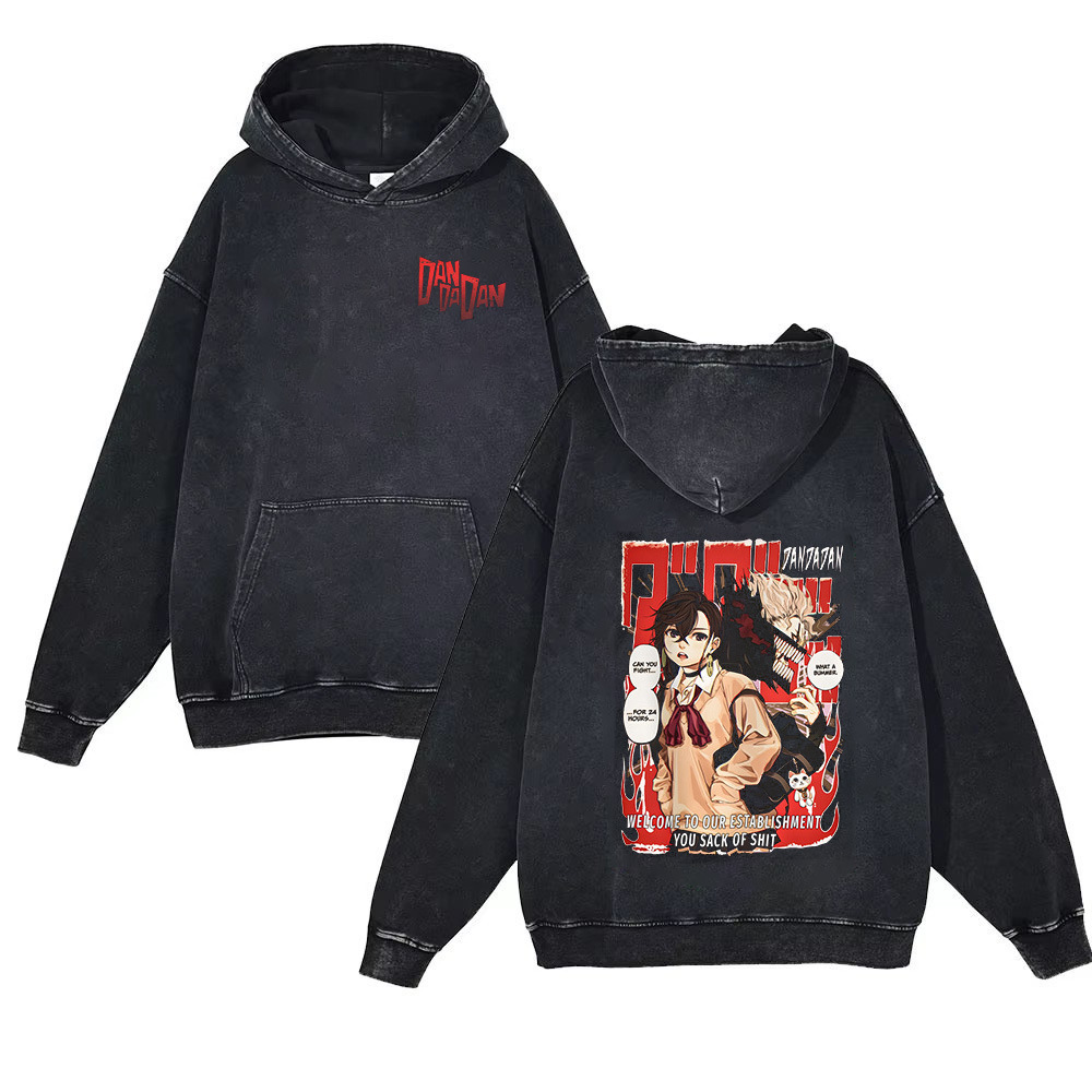 dandadan Anime Merchandise Cartoon Cross-Border New Arrival 440g Heavyweight Pre-Washed Hoodie for Men & Women Trendy Style - VT2639