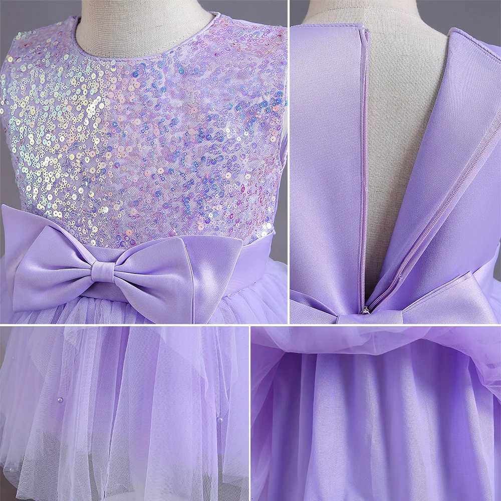 2025 Lilac Girl Party Dresses For Children Girl Dresses Performance Junior Dress Wedding Evening Prom Holiday Skirt Costume Z250904