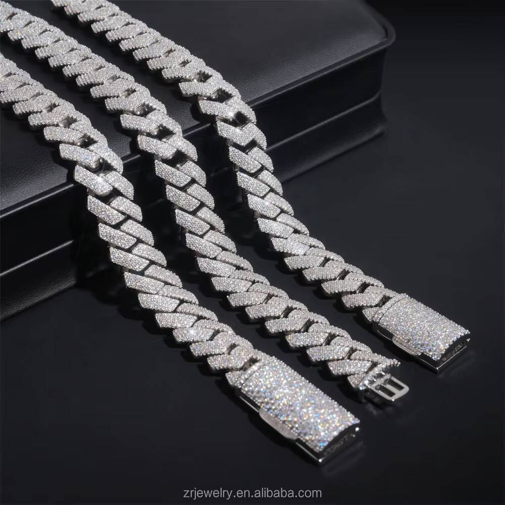 Factory Hiphop Moissanite Cuban Chain S925 Iced Out Moissanite Bracelet Vvs Gra Certified Moissanite Cuban Link