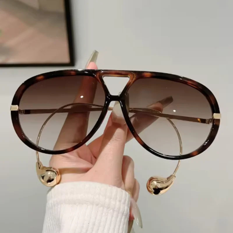 Oversized Pilot Sunglasses Women For Men Vintage Sun Glasses Punk Double Bridge Eyeglasses 250903