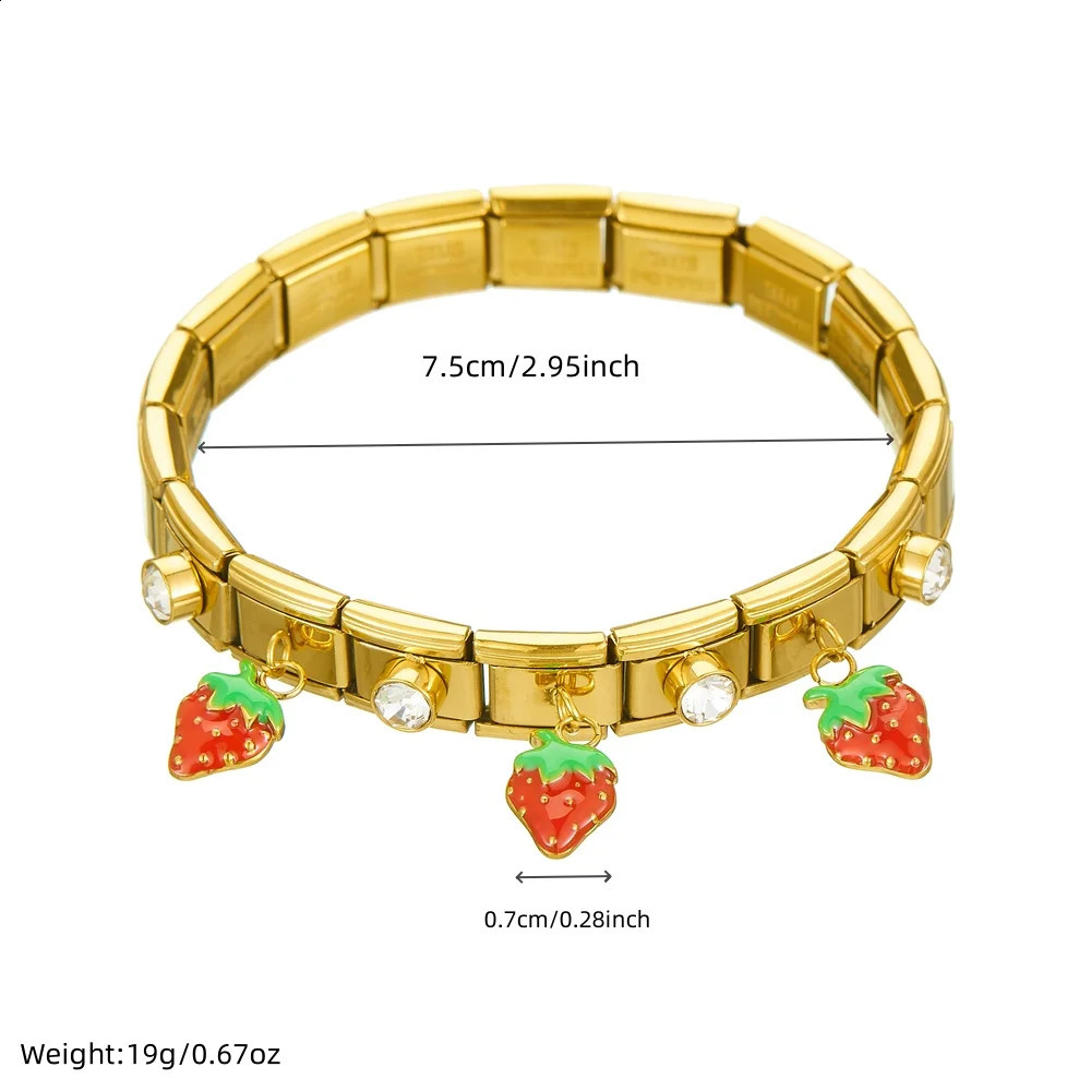 316 Stainless Steel Golden Strawberry Zircon Bracelet For Women Lady Classics Fashion Wrist Jewelry Glamorous Gift 250903