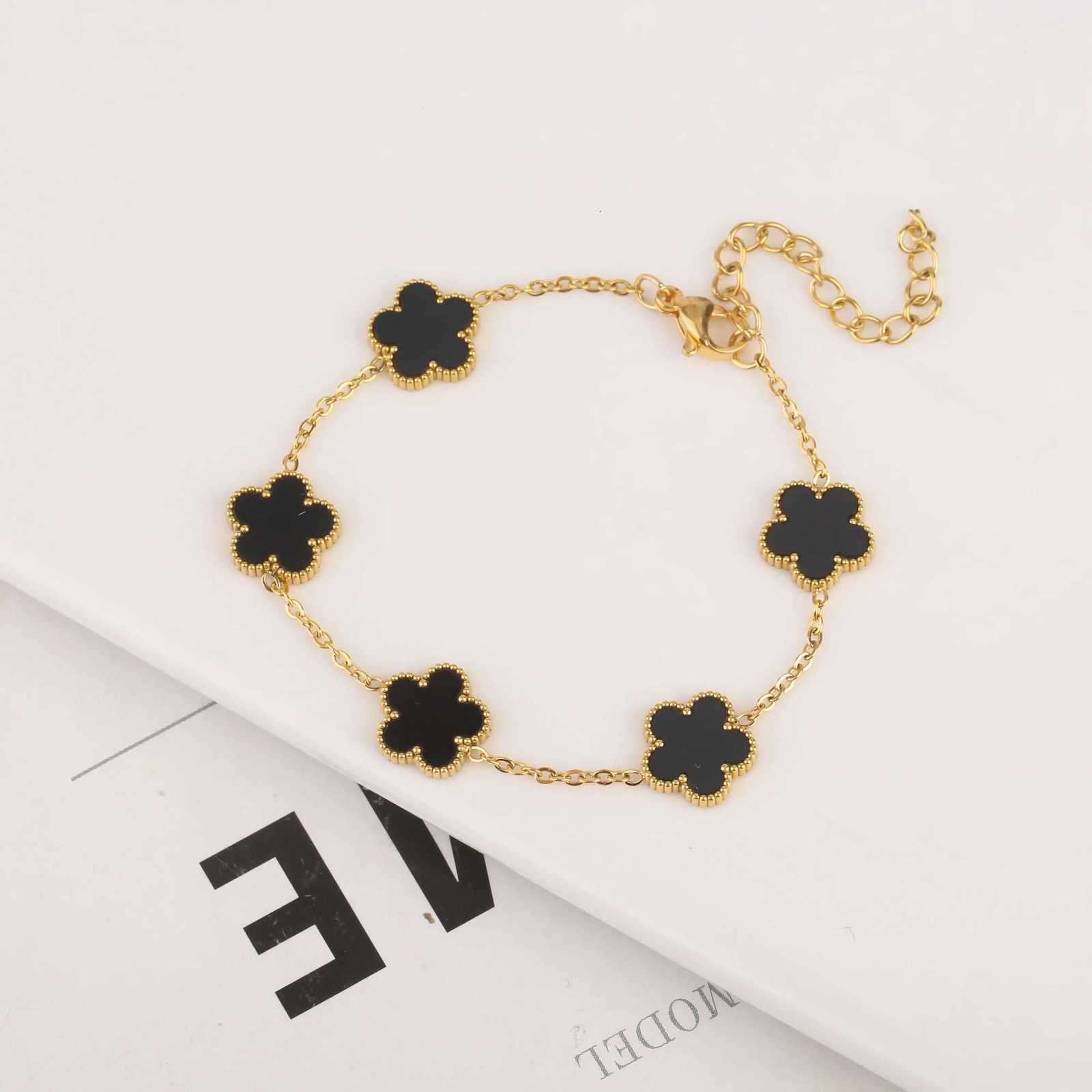 Adjustable New Design Gold Plated Stainl Steel 316L Plant Flower Bracelet With Five Petals Womens Luxury GiftsXJ250904