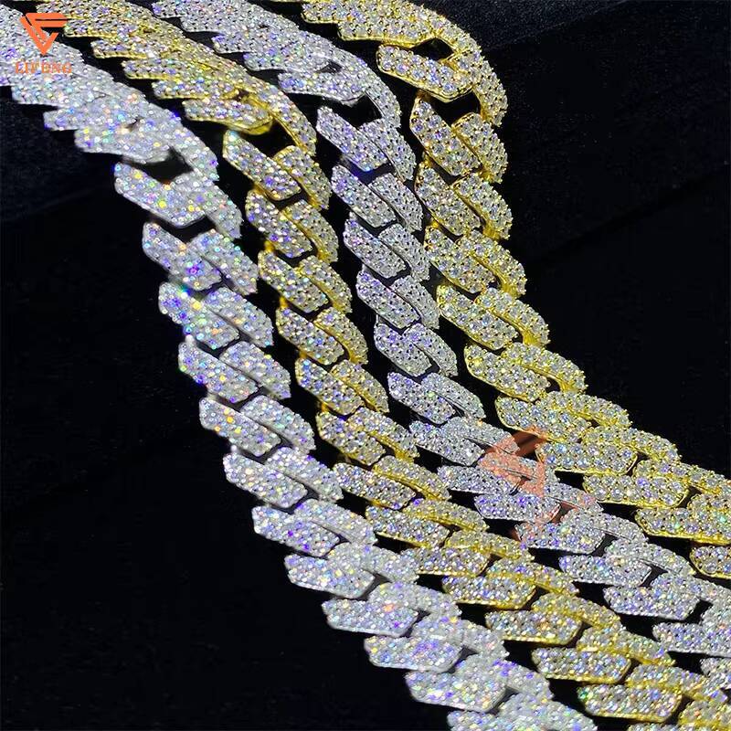 Custom White Gold Plated 925 Sterling Silver 12mm Cuban Link Chain Iced Out VVS Moissanite Diamond Necklace Hip Hop Men Jewelry