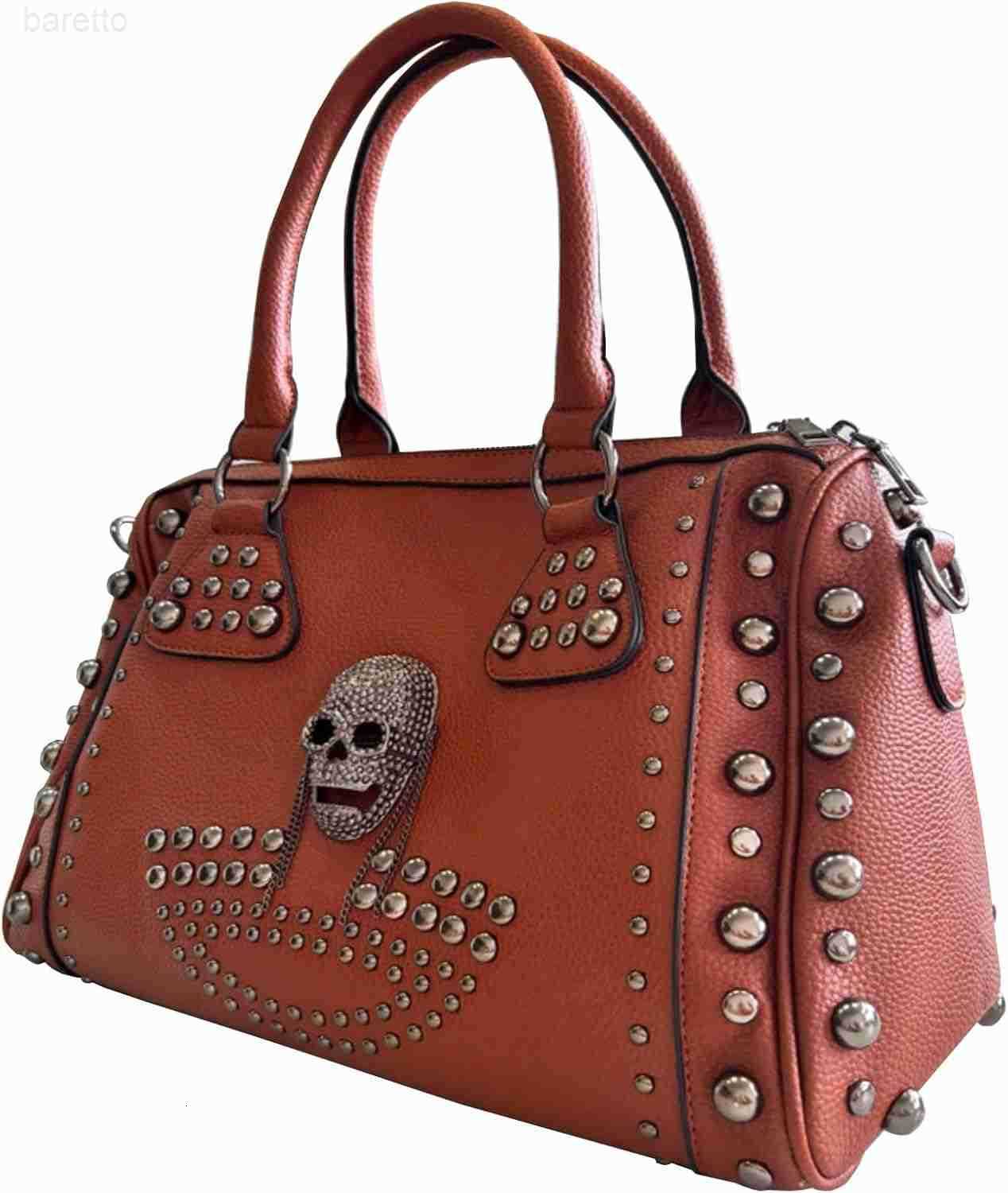 Women Fashion Rivet Handbag Purse Luminous Canvas Punk Tote with Shoulder Strap Crossbody Bag Large Capacity M250904