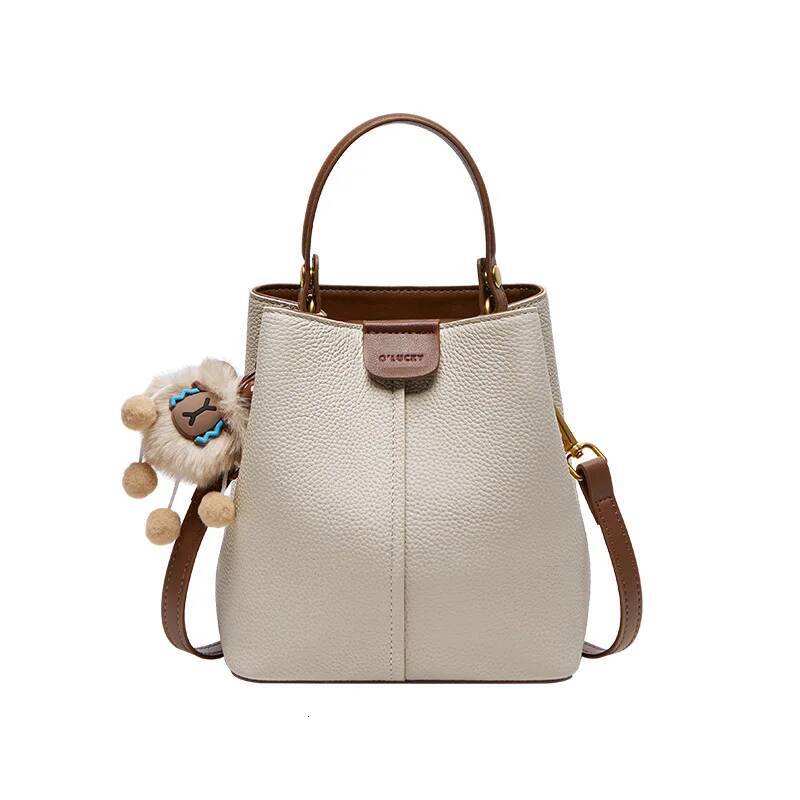 2025 new women's high-end foreign style popular versatile crossbody cowhide bag fashionable hand-to-hand bucket