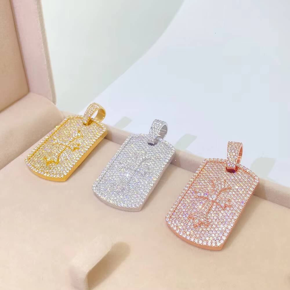 2023 New Design Gold Plated Sterling Silver Jewelry Moissanite Nameplate Pendant