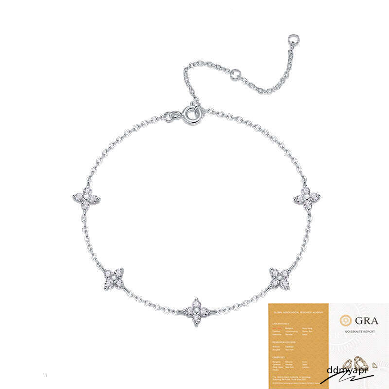 Collections Trendy Extension Ddmyday Buckle Moissanite Five-Flower S Sier Non-Fading Light High-End Bracelet Ddmyday