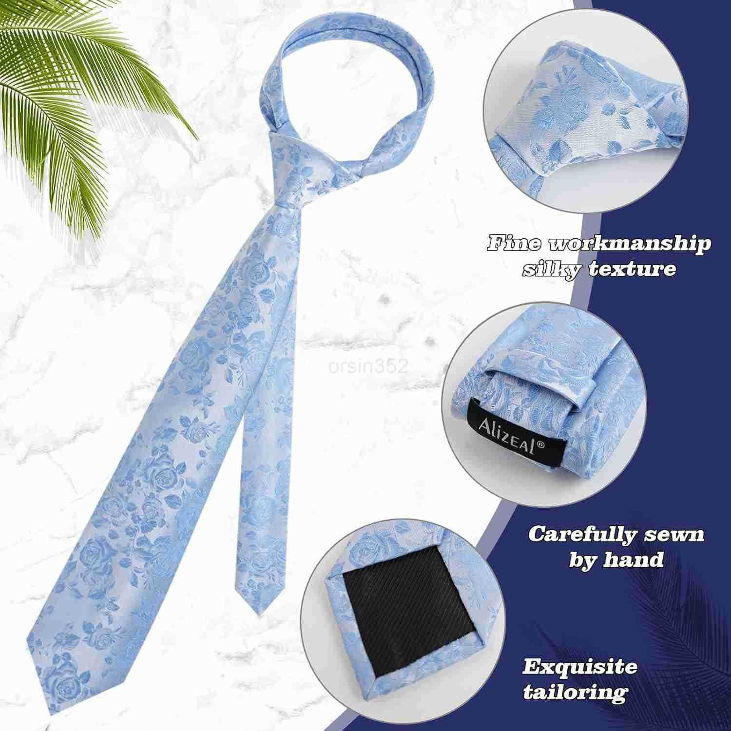 Mens 315inches Rose Pattern Necktie with Floral Handkerchief SetW250904