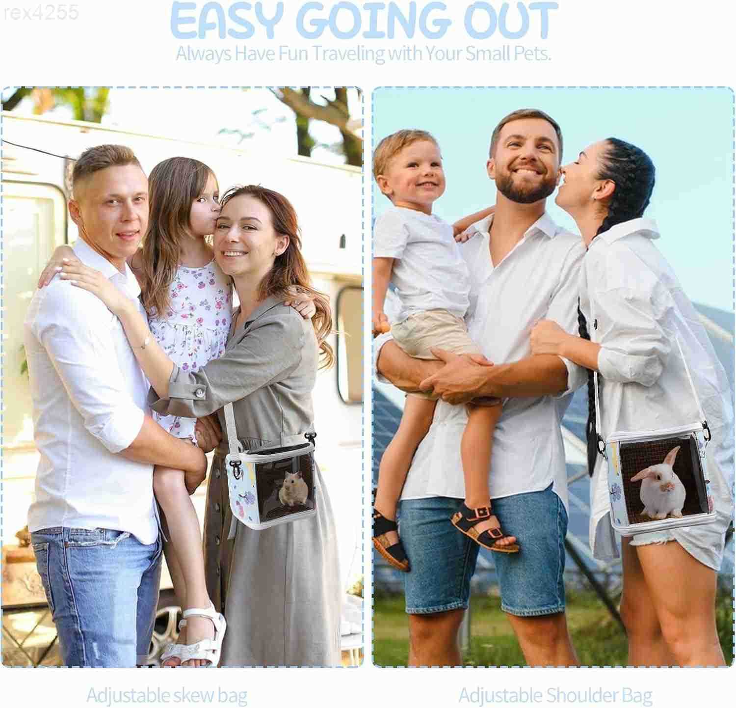 Pig Carrier Bag with Water BottleTravel Portable Small Animal Carrier Sling Pouch Clear Window Carrier Backpack for Hamster Bunny Gerbil Hedgehog Suga