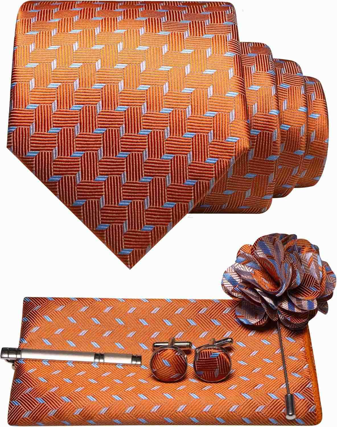 Mens Tie and Lapel Pin Necktie Pocket Square Cufflinks and Tie Clip Sets for Business Casual 5PCSW250904