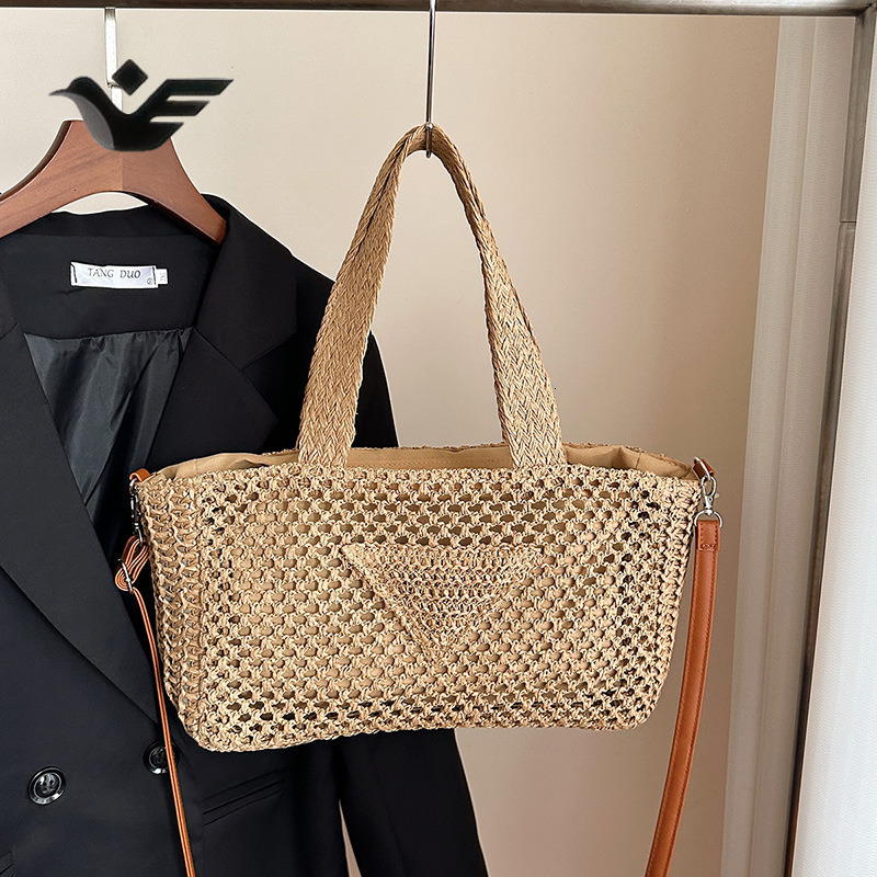 Feiyan Free Shipping New Designer Bag Luxury Shopping Bag Beach Vacation Bag Large Capacity Handheld Straw Bag Casual Simple Hollow Shoulder Bag Versa
