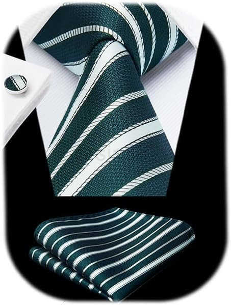 Ties for Men Stripe Plaid Tie Classic Necktie Pocket Square Cufflinks Set for Formal Wedding Business PartyW250904
