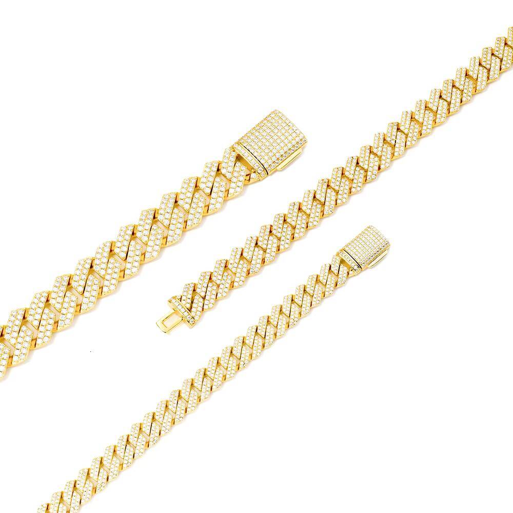 Fine Jewelry 8mm 10mm 14mm Full Moissanite Cuban Link Bracelet D VVS Iced 925 Sterling Silver Cuban Bracelet