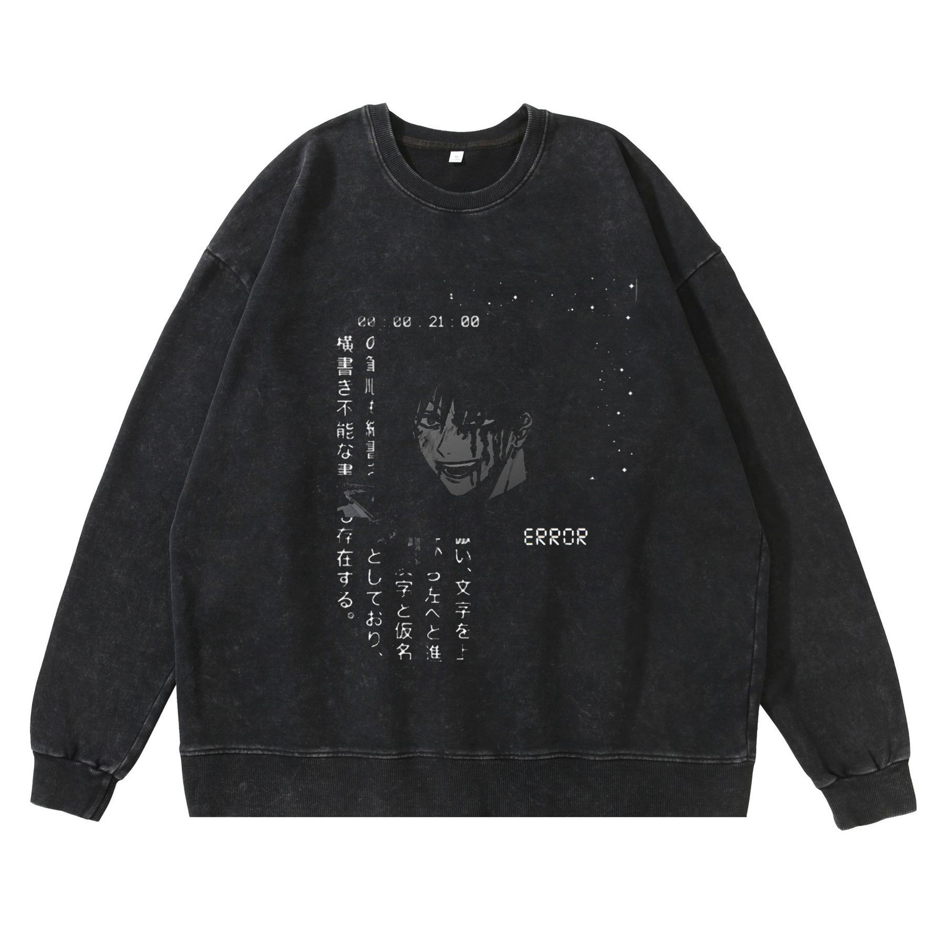 New Washed Vintage Dark-Themed Jujutsu Kaisen Anime Print Street Retro Hoodie Streetwear Crewneck Hoodie - TT8072