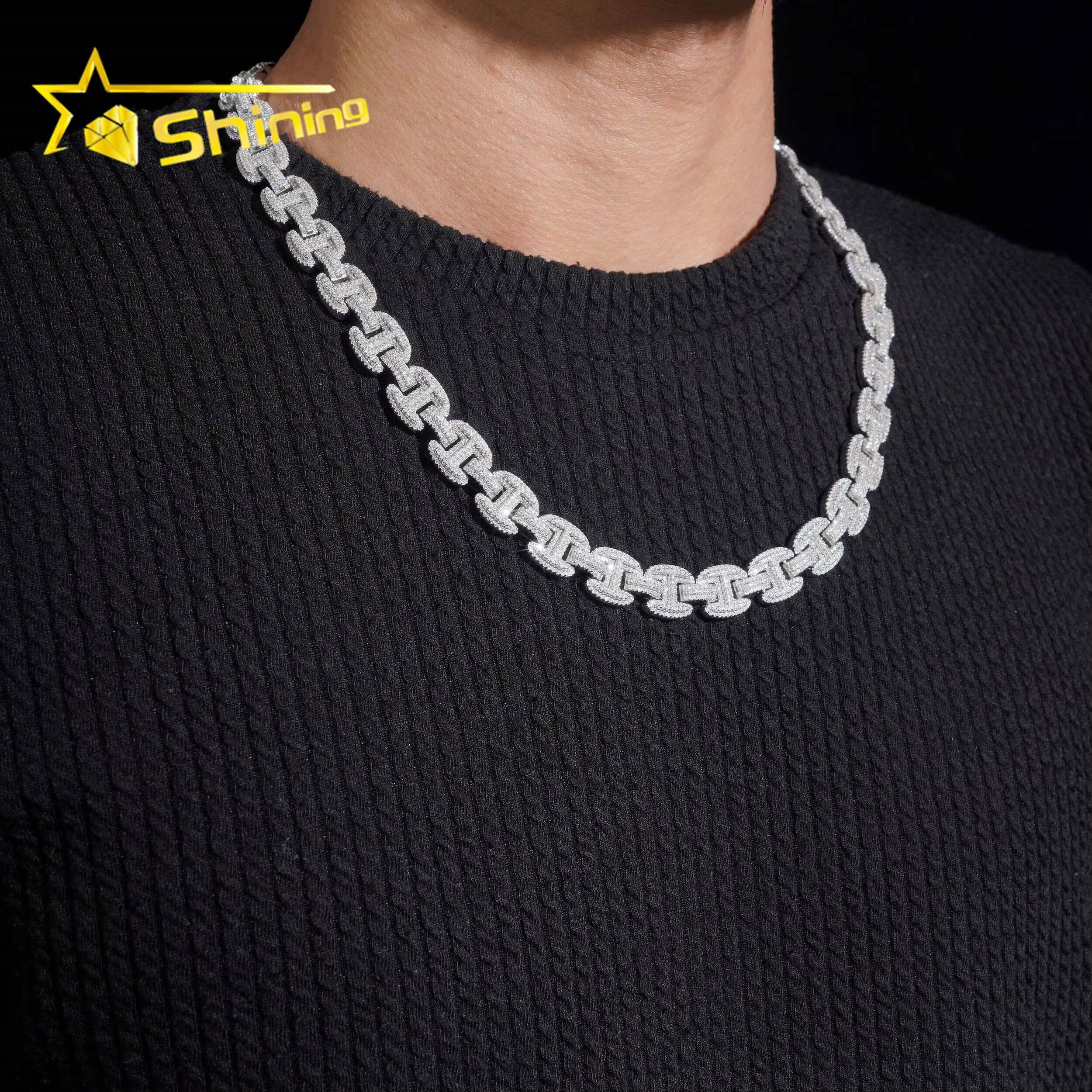 New Arrivals Hip Hop Jewelry Iced Out 12mm 925 Silver Moissanite Infinity Chain Diamond Cuban Link Chain Necklace