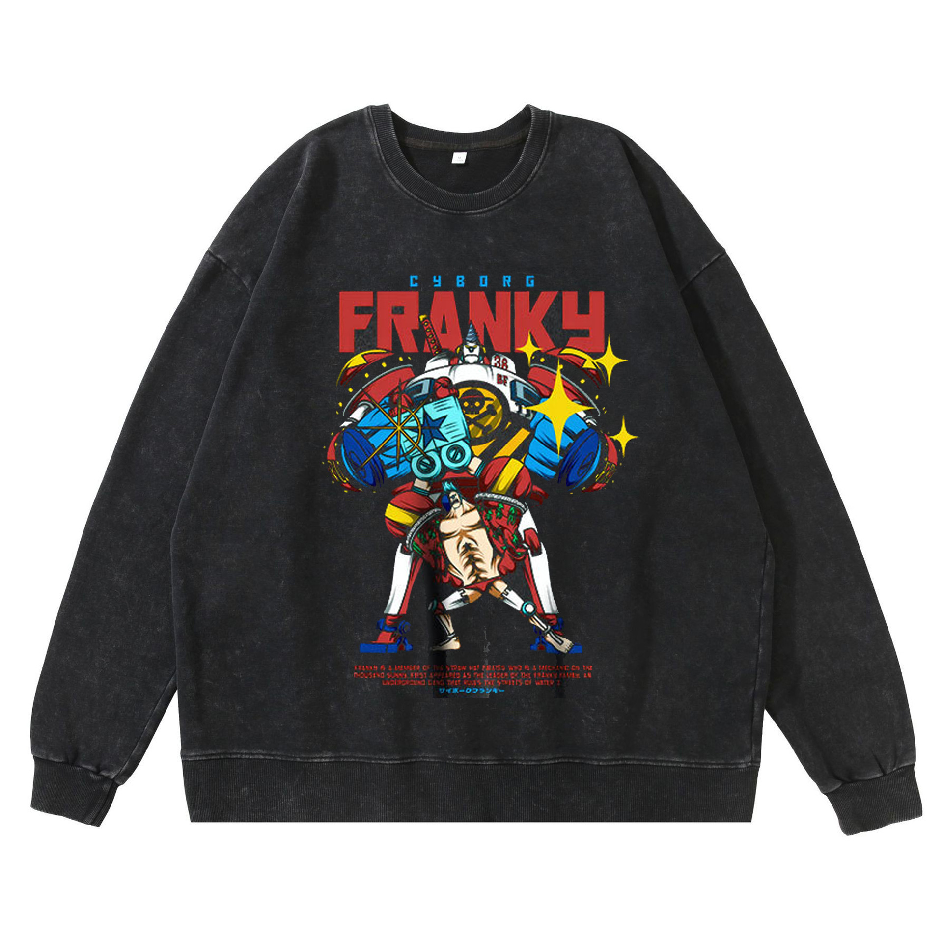 New Washed Vintage Dark Tone Luffy Gear Fifth Nika Form Anime Graphic Hoodie Streetwear Crewneck Sweatshirt - TT8073