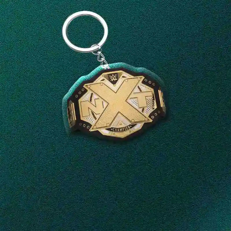 In Stock championship gold belt Printed Keychain Wrestling Peripheral doublesided pendant Keychain 250904