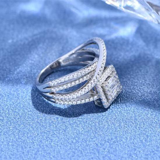 Customized Sterling Silver 925 Wedding Ring Classic Full Diamond Sterling Silver Zircon Luxury Rings for Women