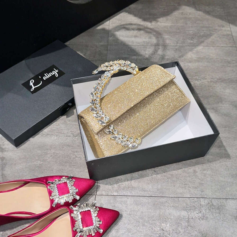 2025 New Trendy Women's Rhinestones, Fashionable Handbag with Chain, Shoulder and Crossbody Bag