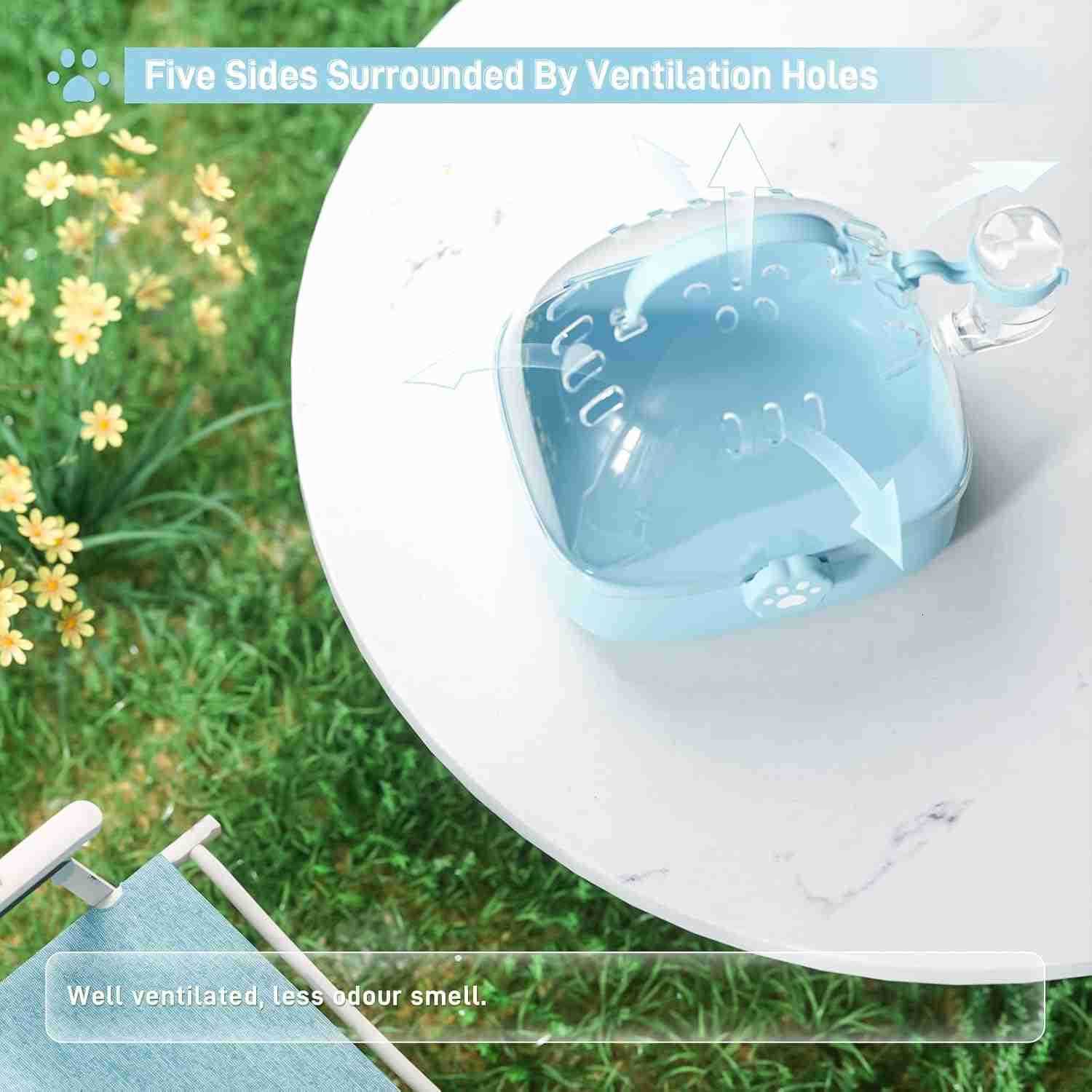 Small Animal Carrier Cage with Water Bottle Portable Hamster Travel Carrier Carry Case 724 L669 W 642 H for Small Pets Gerbils Mice Dwarf Hamster Blue