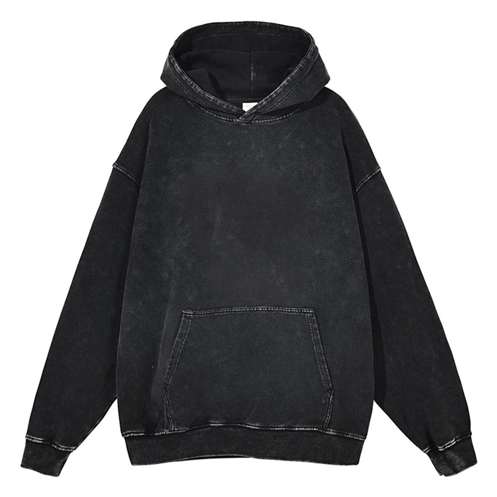 440g Heavyweight Pre-Washed Distressed American Streetwear Blank Hoodie Streetwear Vintage Cotton Hoodie