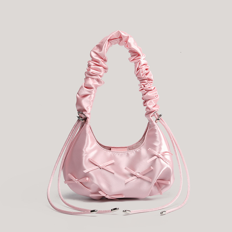 2025 autumn new pleated bow women's handbag niche design fashion trend Korean style armpit bag pleated designer shoulder bag