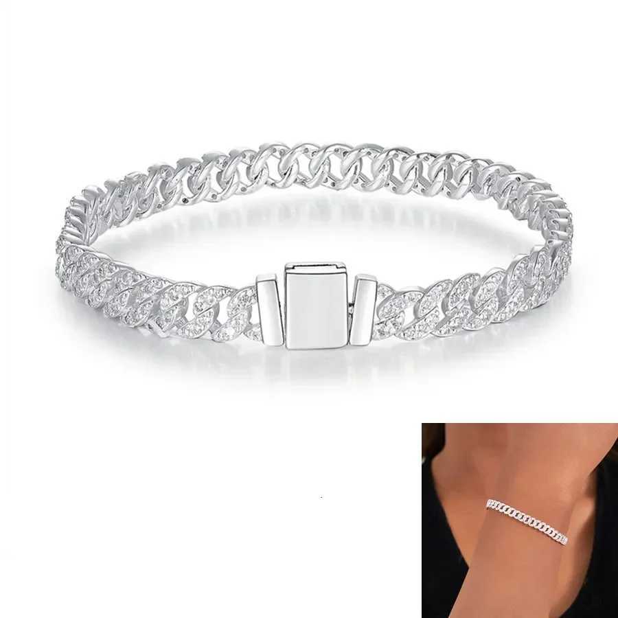 New Shiny Cuban Chain Densely Inlaid Eternal Chain Bracelet Necklace Jewelry Charm Wens Boutique Gift Suitable for Daily Wear Y250904