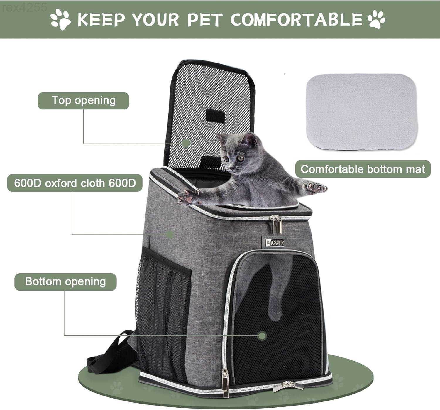 Cat Backpack Carrier Mesh Pet Cat Carrier for Medium Small Dog Cat Puppy Kitten Bunny up to 18lbs Dog Travel Backpack for Picnic Hiking Walking Cyclin