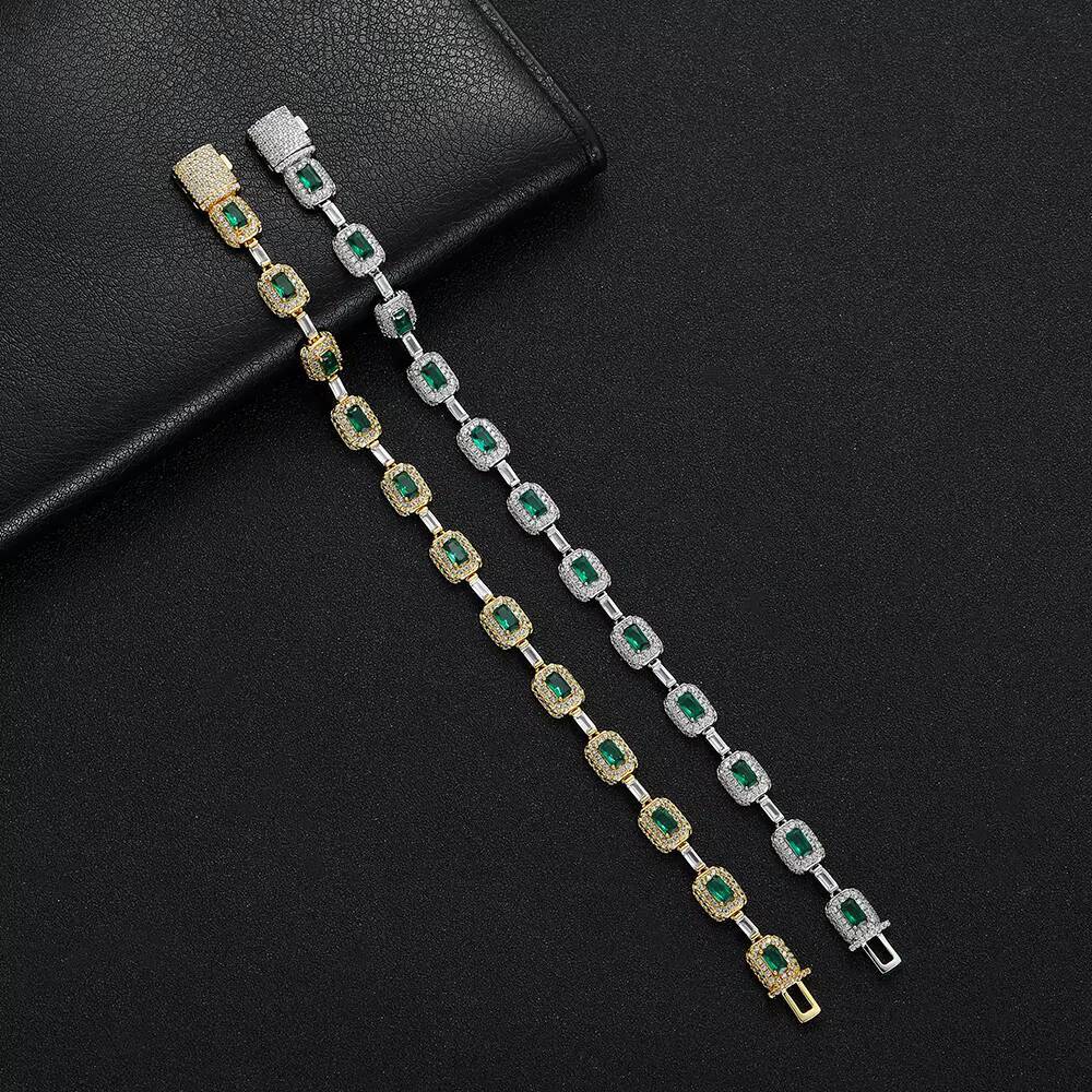 BB049 Unisex Cuban chain 925 silver inlaid diamond necklace; Hip-hop bracelet