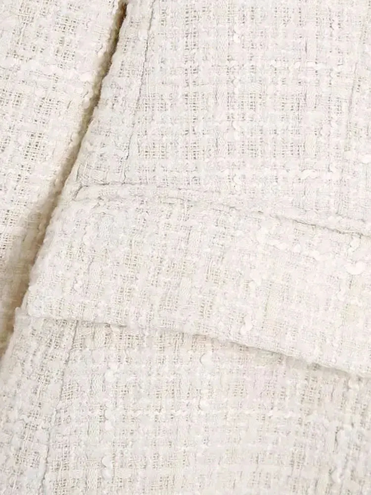 TRZA Women Fashion Tweed Double Breasted Blazer Coat Vintage Long Sleeve Flap Pockets Female Outerwear Chic Veste Femme 250815