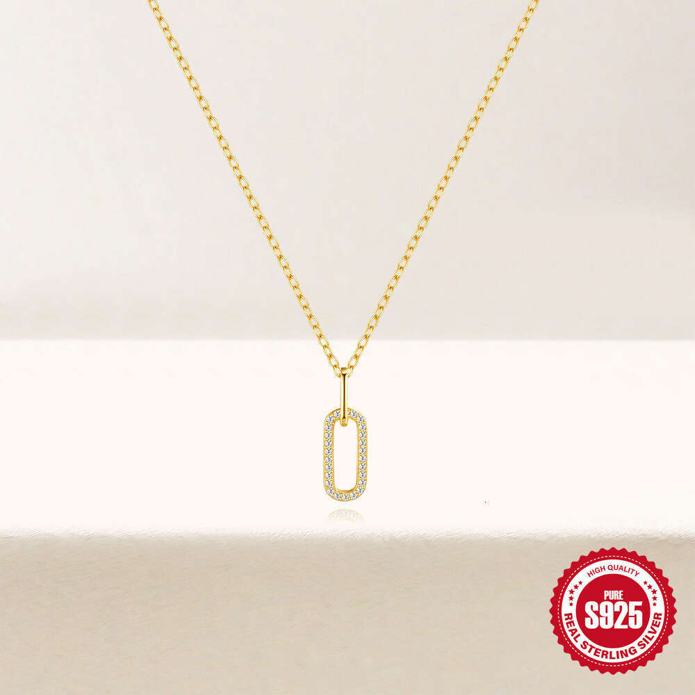 New s Pure Sier Double Ring Connected Necklace Personality Fashion Versatile Collarbone Chain