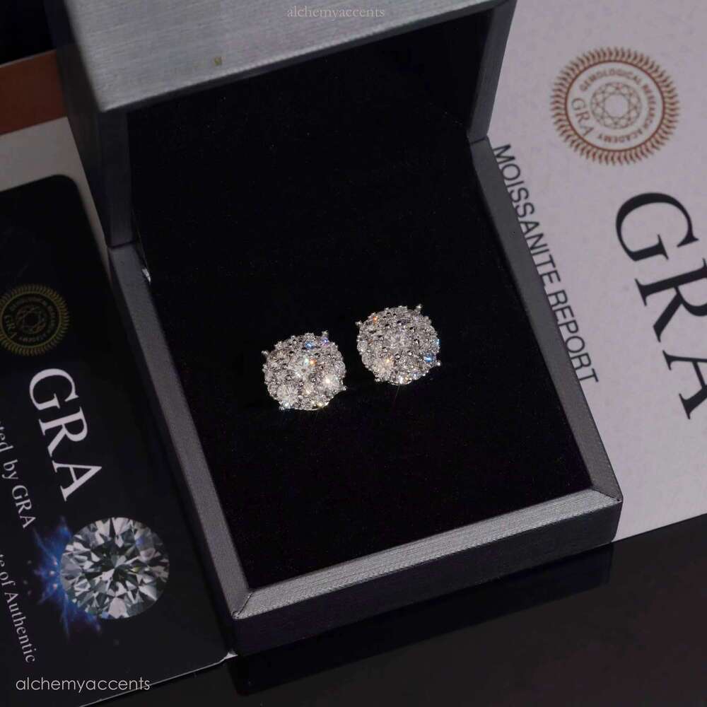 Hot Sale Pass Tester D VVS Moissanite Dia Earrings Screw Back Sier Hip Hop Stud Earring for Men and Women