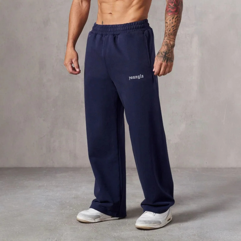 2025 American Style Mens Sports Pants Spring Autumn Outdoor Jogging Muscle Fitness Embroidered Straight Casual Long Pants 250903