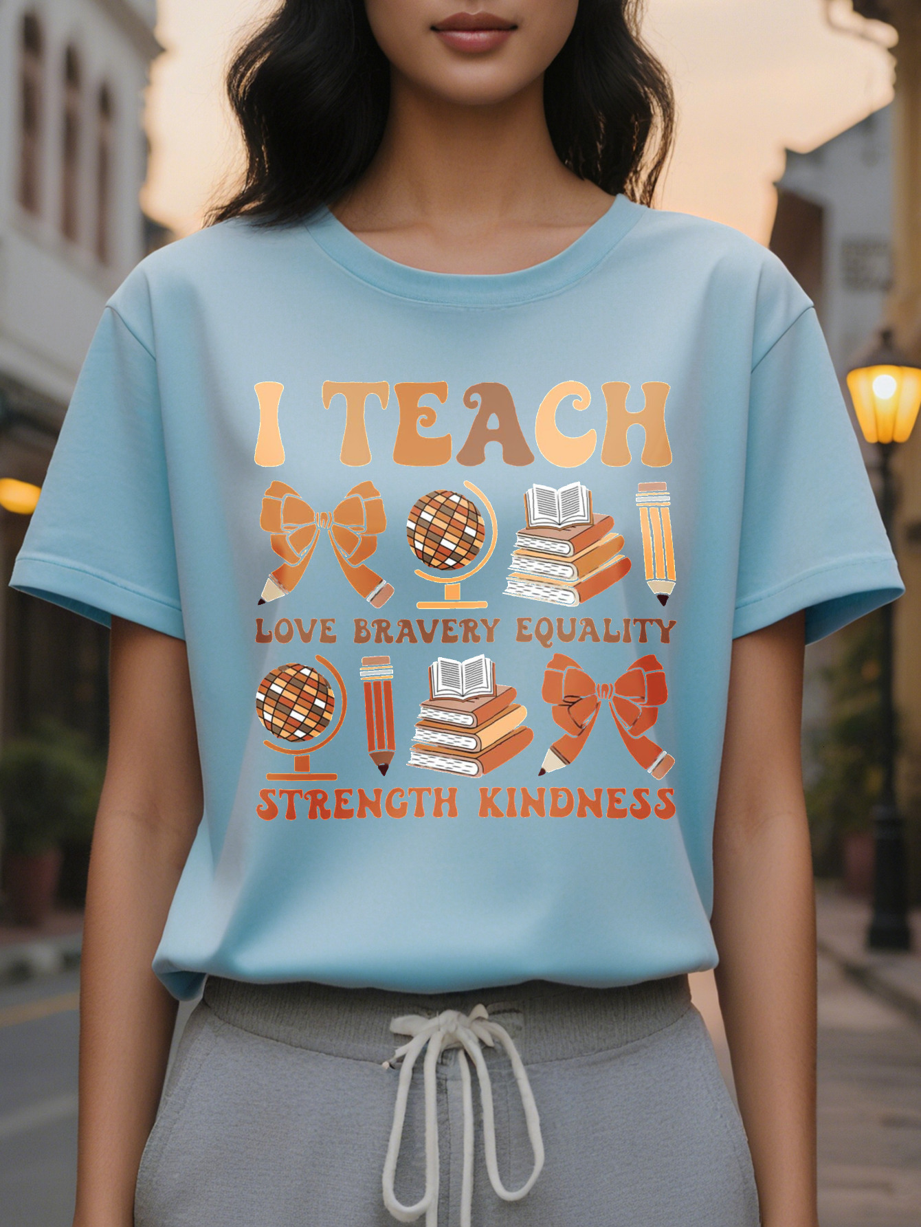 Women's I Teach T-shirt Short Sleeve Summer Top with Inspirational Message Black Casual Round Neck Shirt Made