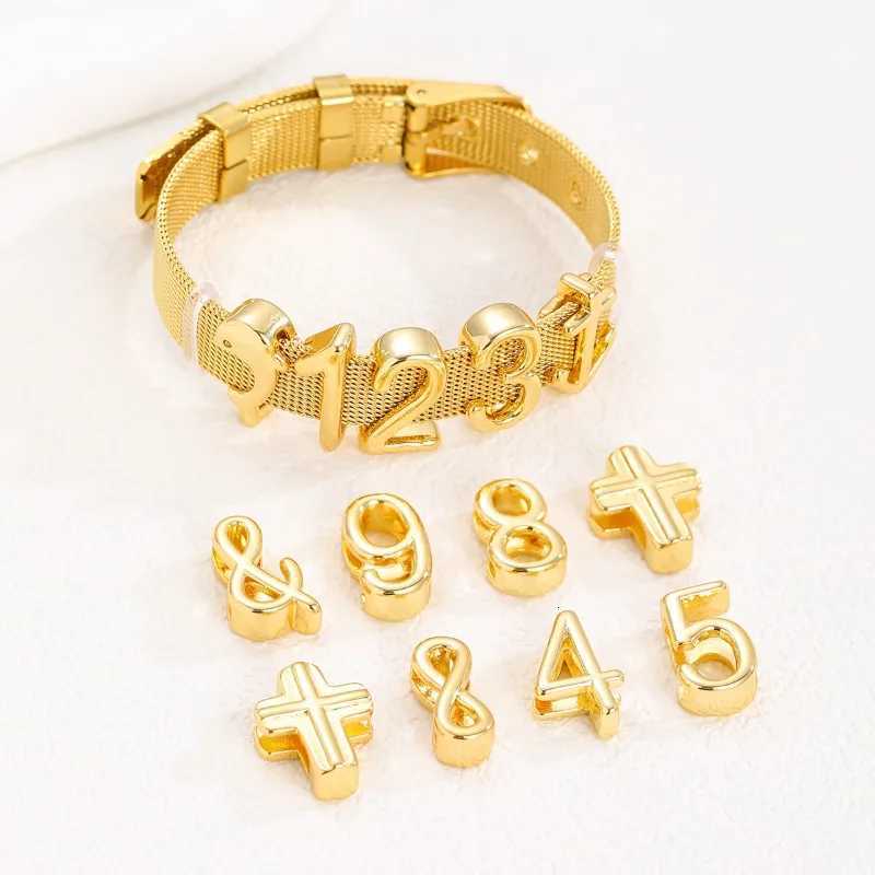 Adjustable Stainless Steel Digital DIY Bracelet Unisex Luxury Style Wrist Decor Accessories 10mm Band Handmade Charm JewelryGift W250904