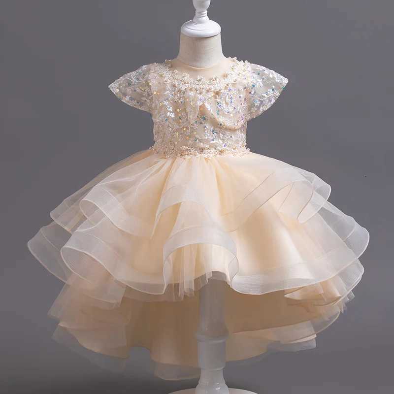 T245 Girls Clothing Princess Dress Girl Wedding Dress Kids Baby Evening Trailing Dress Z250904