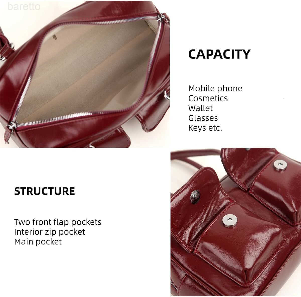 Y2K Shoulder Purses for Women Trendy PU Leather Retro Boston Handbag Lightweight and Versatile for Work and Travel M250903