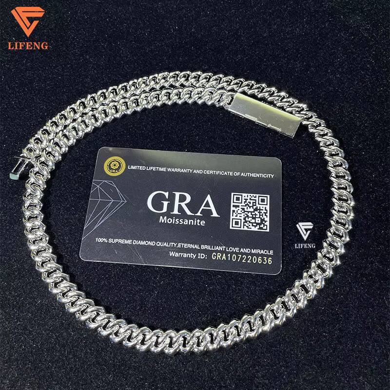 Luxury Design 925 Sterling Silver Cuban Link Chain Colorful Diamond Hip Hop 10MM Two Row Moissanite Necklace