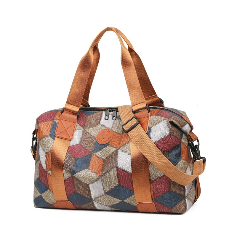 Neutral color tote bag for men and women with diamondshaped pattern and multicolor for travel use 250903
