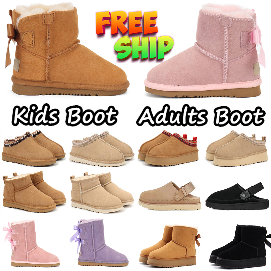 Free Shipping Kid Boot Toddler Boots Kids Tasman Slippers Baby Australia Child Snow Boot Children Boys Girls Winter Boot Classic Ultra Mini Boot with Bowtie