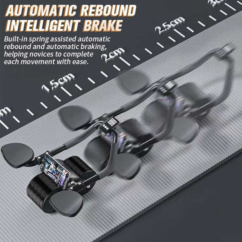 2024 New Ab Roller Wheel with Timer Knee MatAutomatic Rebound Abdominal Wheel with Elbow Support Ab Workout Equipment for Strengthening Core Muscles A
