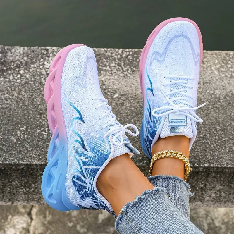 Women's 2025 New Fashion Breathable Trainers Comfortable Sneakers Mesh Fabric Lace Up Female Footwear Women Shoes ddmysaturn