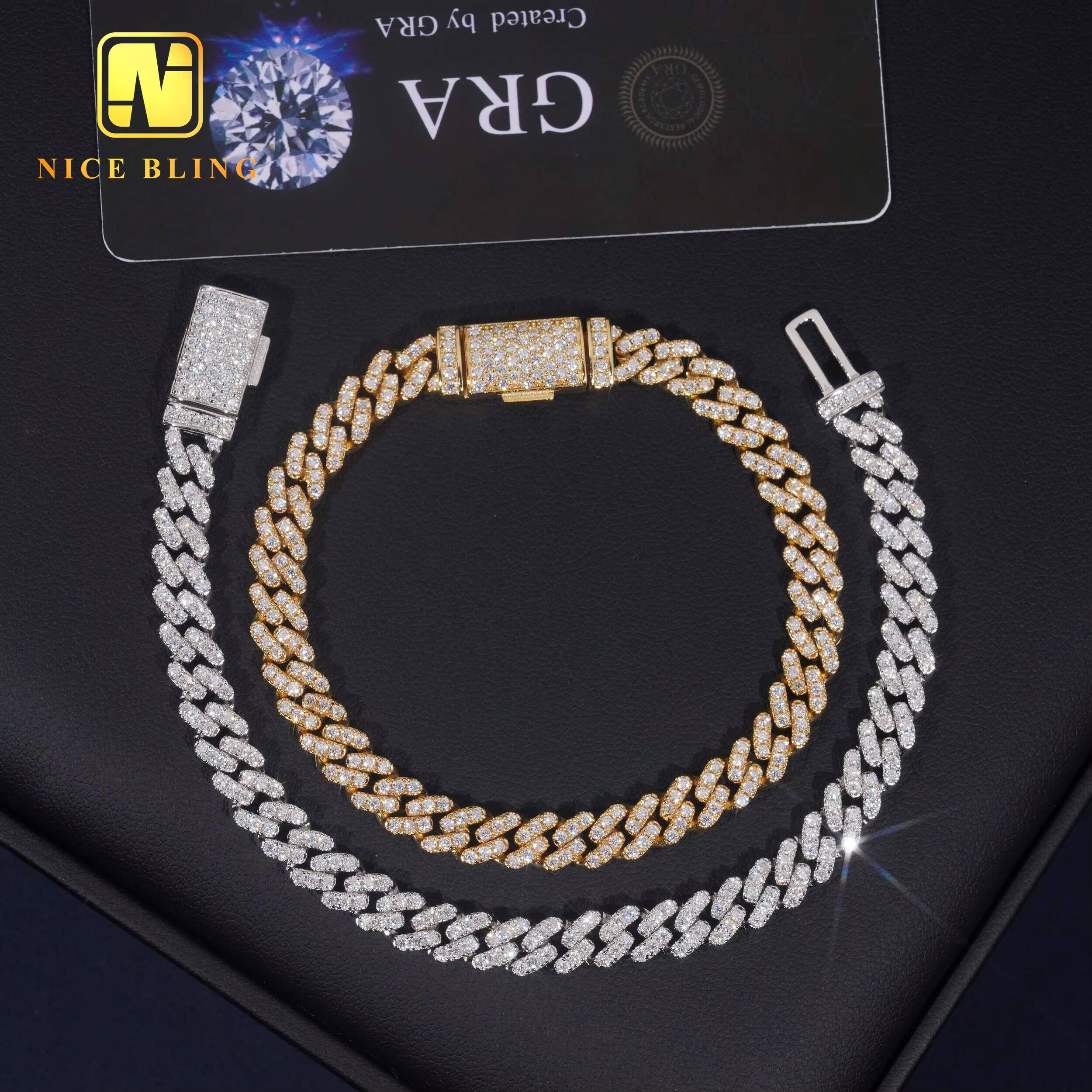 6mm Diamond Custom Iced Out Cuban Link Chain 925 Sterling Silver Moissanite Necklace Hip Hop Jewelry Necklace Bracelet