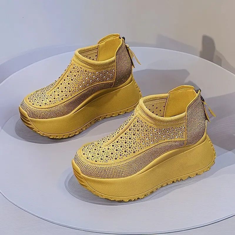 Women's breathable hollow 2025 new dad shoes designer casual height increasing sports shoes