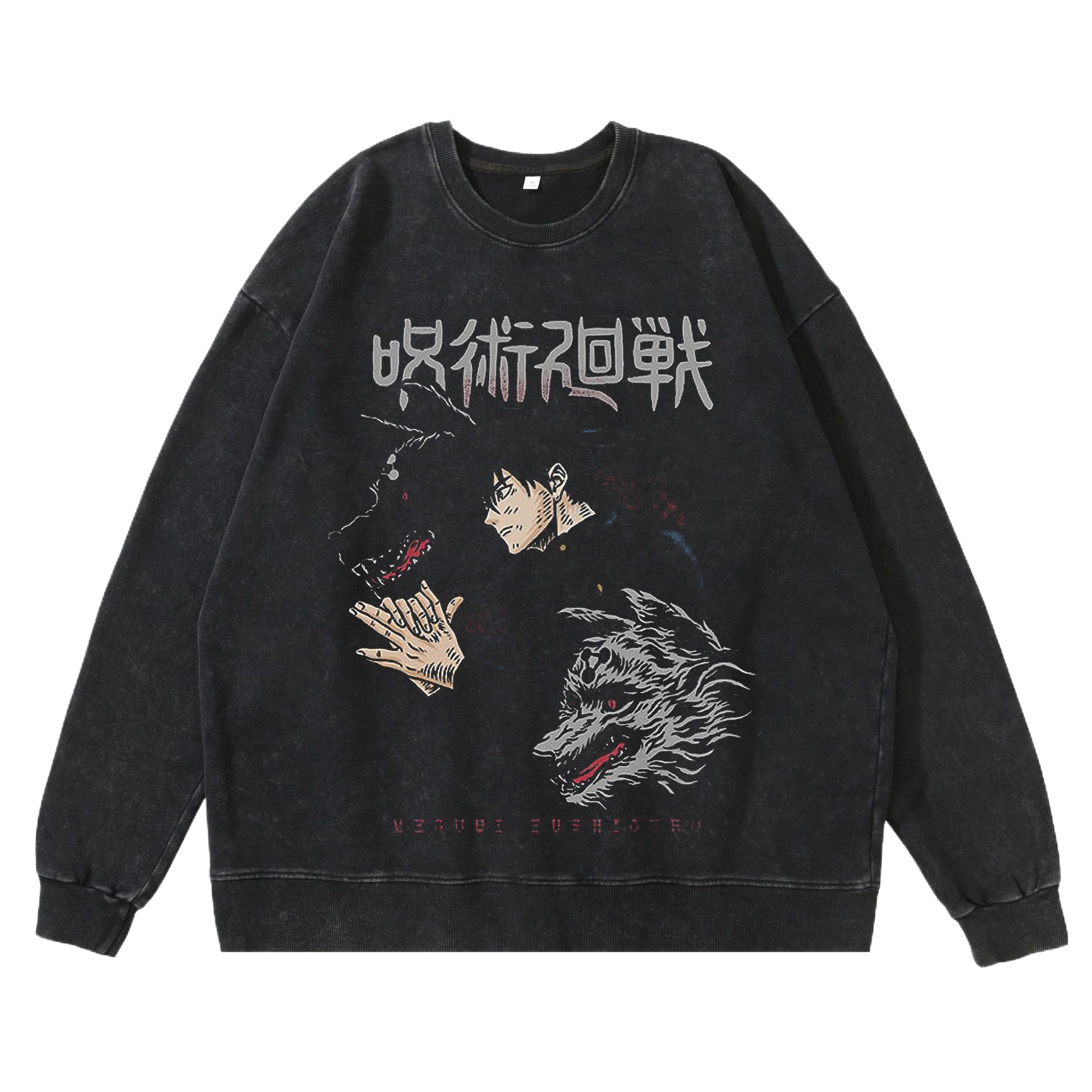 360g Heavyweight Washed Vintage Hoodie Street Hip-Hop Anime Gojo Satoru Jujutsu Kaisen Cotton Autumn Hoodie - TT8207