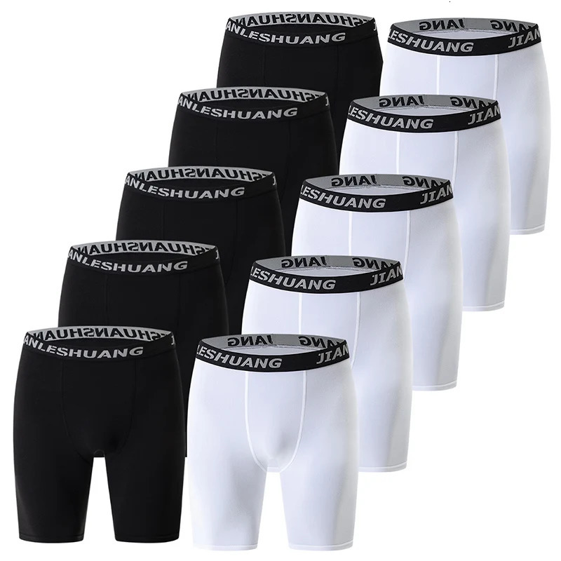 15 Pcs Mens Plus Size Black And White Long Sports Underwear Running Fitness Basketball Football Elastic Waist Shorts Teenagers 250904